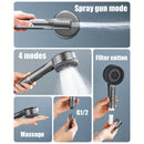 Set de ducha de mano con masaje de silicona, presión ajustable, manguera gruesa de 1,5 m, soporte de pared, acabado pulido, material plástico, no necesita electricidad.