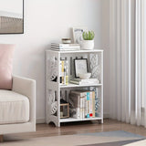 Estante de organizador de cama de plástico multifuncional con estantes múltiples, librero moderno blanco simple para sala de estar, almacenamiento de escritorio sin electricidad para libros y accesorios con funciones especiales