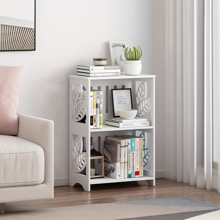 Estante de organizador de cama de plástico multifuncional con estantes múltiples, librero moderno blanco simple para sala de estar, almacenamiento de escritorio sin electricidad para libros y accesorios con funciones especiales