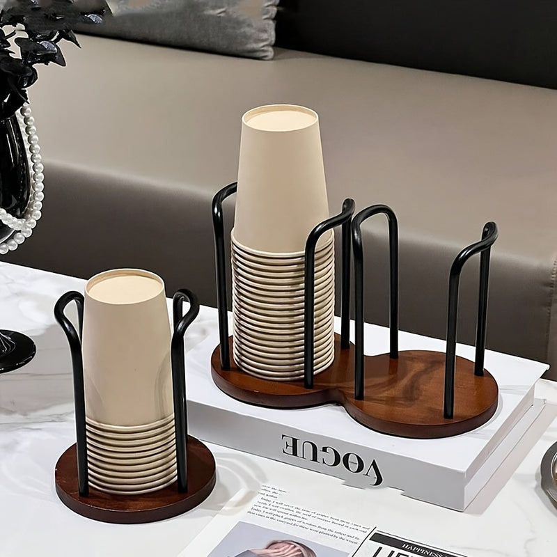 1 pieza, soporte de taza de madera elegante - Organizador de escritorio de estilo moderno con múltiples compartimentos, diseño elegante para tazas de café y té, perfecto para decoración del hogar o la oficina, tazas para decoración del hogar