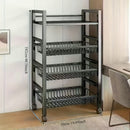 Carrito de Almacenamiento Metálico de 4 Niveles con Ruedas | Organizador de Cocina Multiusos para Frutas, Verduras y Utensilios | Acabado en Pintura Horneada Negra | Diseño Desmontable para Montaje Fácil | Construcción Metálica Resistente | Perfecto para