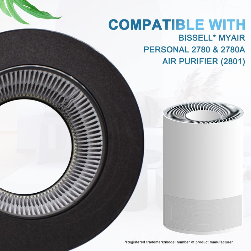 Juego de Filtros de Repuesto Compatible con Bissell MyAir 2801 - Filtros HEPA y de Carbón Activado 3 en 1, Ajuste Perfecto para los Modelos 2780a, 2780, 2780b, 2801, 2780P y 27809