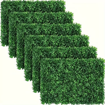 6-Pack Paneles de Césped Artificial Evergreen - Valla de Privacidad Resistente y Fondo para Bodas, Pantallas Verdes Extra Grandes 15.75x23.62 Pulgadas (40x60 cm), Sin Necesidad de Cableado, Instalación Fácil con Tiras Adhesivas, Paneles Plásticos Imperme