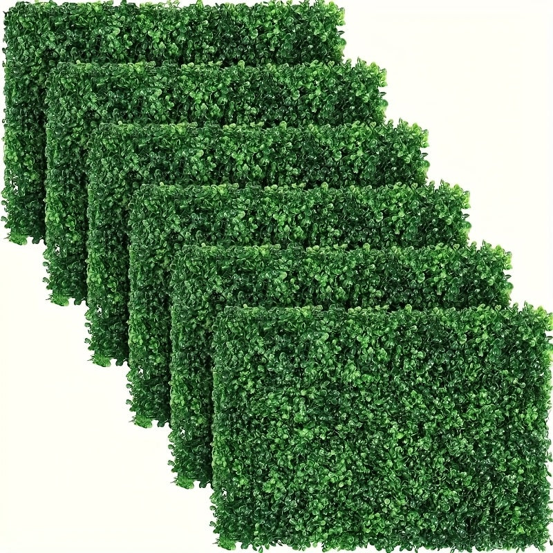 6-Pack Paneles de Césped Artificial Evergreen - Valla de Privacidad Resistente y Fondo para Bodas, Pantallas Verdes Extra Grandes 15.75x23.62 Pulgadas (40x60 cm), Sin Necesidad de Cableado, Instalación Fácil con Tiras Adhesivas, Paneles Plásticos Imperme
