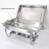 Juego de platos de acero inoxidable aislados con estufa de cena, contenedor de calefacción comercial para hotel, restaurante y banquetes, termo rectangular plateado adecuado para catering, banquetes y fiestas, utensilios para servir.