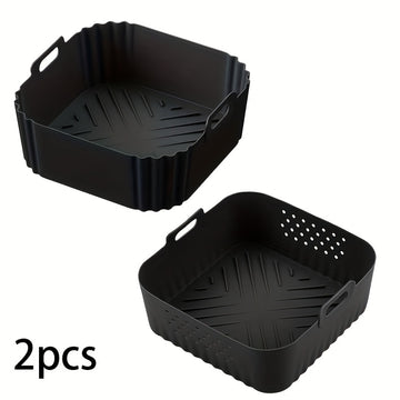 2 unidades de forros de silicona para freidora de aire de 22,35 cm para freidoras de aire de 5,5 a 7 QT, resistentes al calor y fáciles de limpiar, sartenes de silicona para freidora de aire Ninja AF181, AF180, AF141, AF140, Philips HD9270, adecuados par