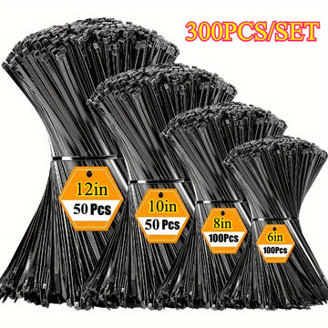 Conjunto de 300 piezas de Correas de Fijación Multiusos, Fuertes y Duraderas, (6, 8, 10, 30.48 cm), Pueden Ser Utilizadas para Agrupar y Fijar en Exteriores y Jardinería, Adecuadas para la Gestión y Almacenamiento de Hogar, Oficina y Materiales