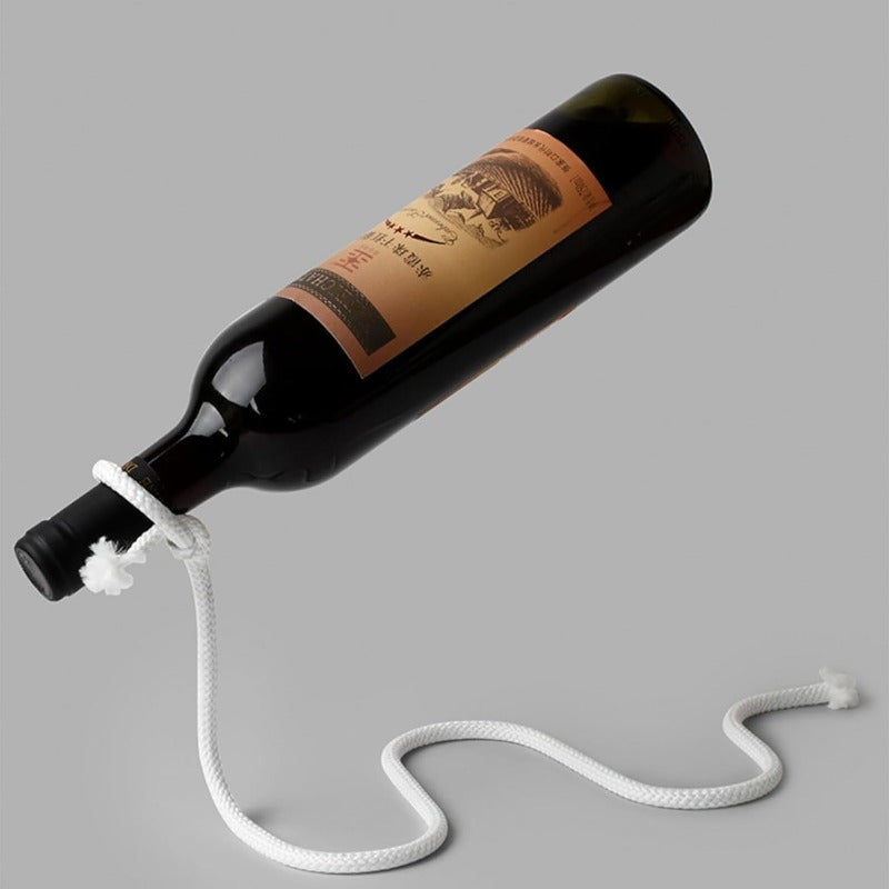 Soporte para botellas de vino con ilusión flotante, serpentina de acero inoxidable - Decoración creativa para bar en casa y regalo original, exhibidor de vinos | Almacenamiento único para vinos | Cuerdas de acero inoxidable, portabotellas