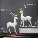 Conjunto de 2 piezas de Ciervo Creativo de Pie Dorado y Blanco, Regalo Especial de San Valentín, Adorno para Estantería y Chimenea, Decoración de Estatua de Ciervo para Sala de Estar Familiar