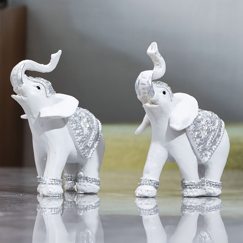 2 piezas Estatuas de elefante de resina, Figuritas de tema animal alfabético, Decoración versátil para interior y exterior para hogar, oficina, hotel, Ideal para Navidad, Halloween, Pascua, Janucá, Acción de Gracias