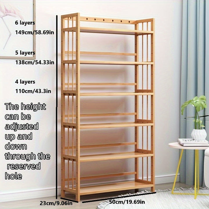 1 estante de bambú de 4 a 6 piezas - Fácil montaje, 3 tamaños disponibles, 4 o 5 niveles, caja de almacenamiento multifuncional, adecuada para hogar, oficina, sala de estudio y sala de estar - No requiere carga, estante amarillo