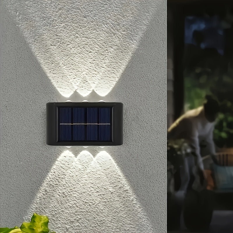 Luces de Pared Solares con 6 Cabezas y LED, Opciones de Luz Cálida/Fria, Sensor de Movimiento, Diseño Impermeable para Jardín, Calle, Paisaje, Boda, Decoración de Camping, Incluye Batería de Níquel, Instalación Fácil, ≤36V, Material Policarbonato, Decora