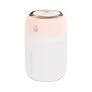 Humidificador Mini Portátil con Luz Nocturna LED, Alimentado por USB 330ml de Niebla, Tecnología de Onda de Sonido Silenciosa de 26dB para Coche, Oficina, Dormitorio - Difusor de Aceites Esenciales, Gris