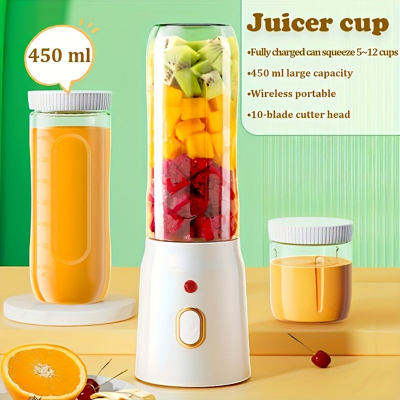 Juego de tazas eléctricas para jugos, diseño portátil con doble taza, ideal para estudiantes y uso en el hogar. Este extractor multifuncional se carga por USB y funciona con batería de litio, perfecto para la familia, dormitorios, viajes y actividades al