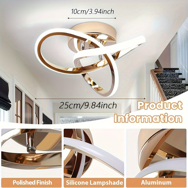 1 pieza, Lámpara de Pasillo con Regulación de 3 Luces, Moderna Luz de Techo LED de Aluminio, Ideal para Dormitorio, Cocina, Sala de Estar, Luces de Techo Regulables para Baño, Balcón, Restaurante, Hotel, Lámpara de Pasarela Curva Diseño Creativo
