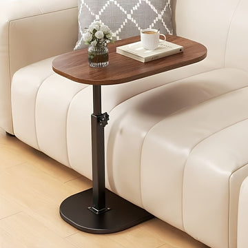 Mesita Ajustable de Estilo Elegante con Tapete de Madera - Escritorio Portátil para Café sobre Estructura de Hierro, Ideal para Sala de Estar, Dormitorio, Ocio al Aire Libre y Espacios Pequeños