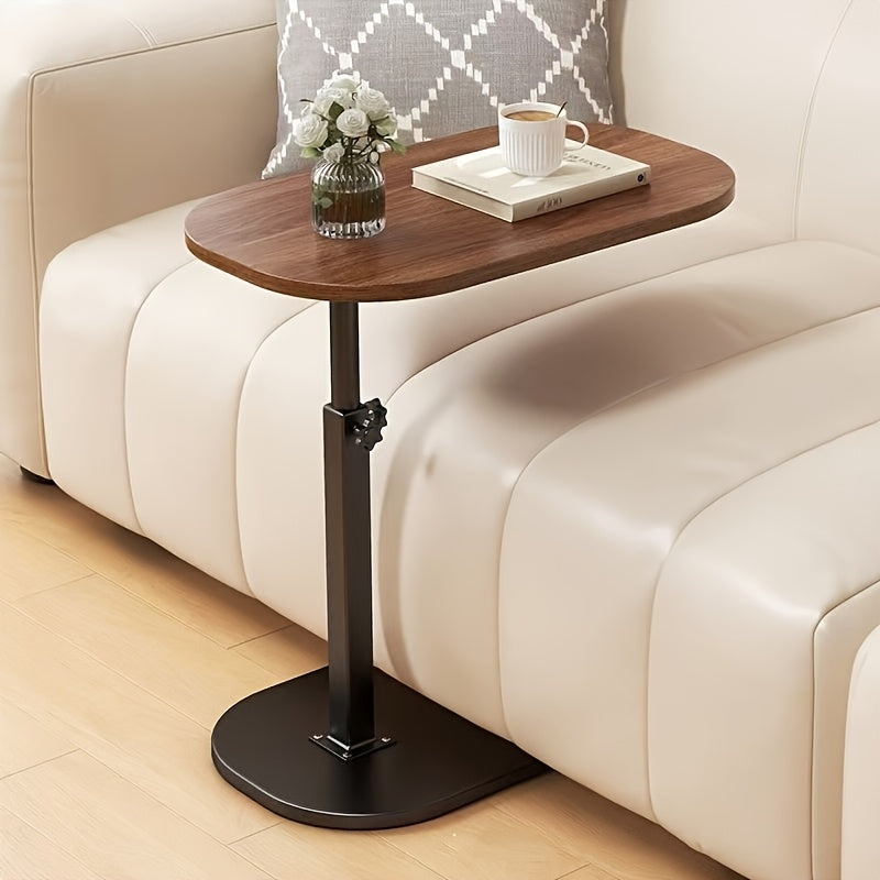 Mesita Ajustable de Estilo Elegante con Tapete de Madera - Escritorio Portátil para Café sobre Estructura de Hierro, Ideal para Sala de Estar, Dormitorio, Ocio al Aire Libre y Espacios Pequeños