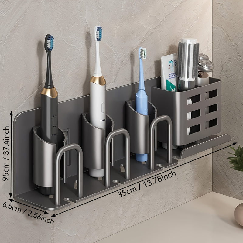 Soporte de cepillo de dientes de aluminio montable en la pared, soporte de cepillo de dientes y pasta de dientes, soporte de afeitar para ducha, sin taza, uso sin electricidad, para baños, niños