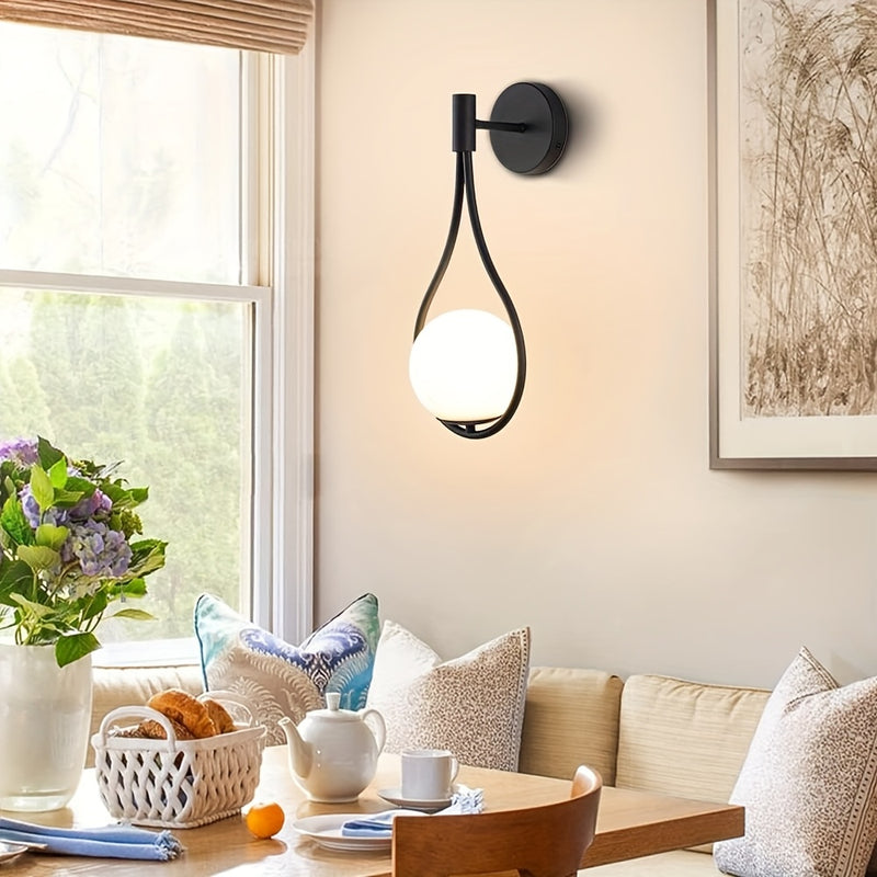 1pc Aplique de Pared Orbe, Diseño Moderno Lágrima de Medio Siglo para Pared, Aplique de Pared Cepillado Luz Lavadora para Salón y Mesita de Noche, Compatible con Base E26/27 (Bombilla no Incluida)