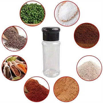 5 Piezas, Frascos De Especias De Plástico Con Tapas, Ideal Para Almacenar Hierbas, Especias Y Condimentos, Hechos De PET Para Seguridad En Exteriores