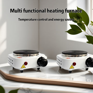 Estufa Eléctrica Versátil de 110V con Placa de Hierro Fundido - Perfecta para Teteras, Cafeteras y Mochas, Control de Calor de 5 Niveles, Distribución Uniforme del Calor, Diseño Portátil, Blanco y Gris, Enchufe Estadounidense