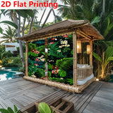 2D Cortinas de Impresión Plana, 2 Piezas – Diseño Digital de Conjunto de Plantas en Verde Profundo con Toque Artístico Natural, Decoración para Primavera/Verano, Adecuadas para Puertas, Ventanas, Patios, Uso Interior y Exterior, Tela de Fondo, Ideal para