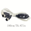 1pc 2-en-1 Cable Convertidor USB a MIDI, 16 Canales Cable de Interfaz Redonda Macho a Hembra Cat5e, Adaptador de Teclado Sintetizador Plug & Play para PC, Estudio de Música, Portátil, Windows, Mac - No Se Requiere Batería