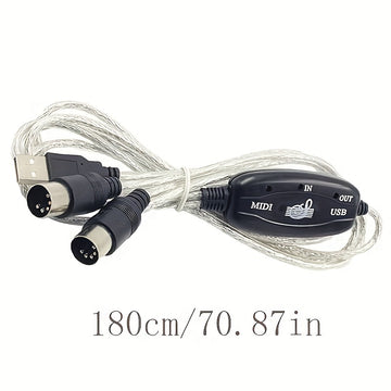 1pc 2-en-1 Cable Convertidor USB a MIDI, 16 Canales Cable de Interfaz Redonda Macho a Hembra Cat5e, Adaptador de Teclado Sintetizador Plug & Play para PC, Estudio de Música, Portátil, Windows, Mac - No Se Requiere Batería