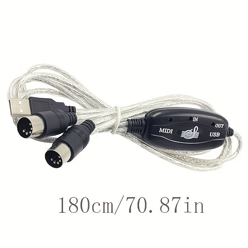 1pc 2-en-1 Cable Convertidor USB a MIDI, 16 Canales Cable de Interfaz Redonda Macho a Hembra Cat5e, Adaptador de Teclado Sintetizador Plug & Play para PC, Estudio de Música, Portátil, Windows, Mac - No Se Requiere Batería