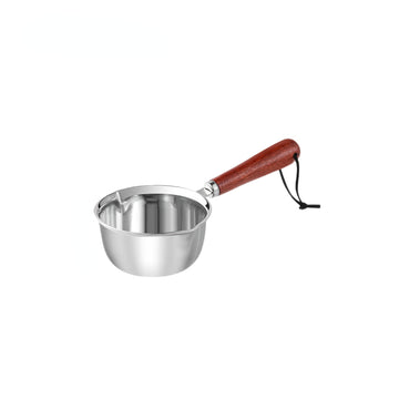 Mini Olla para Derretir Mantequilla de Acero Inoxidable Versátil - Ideal para Chocolate, Queso y Tortillas | Impermeable con Mango de Madera Antiquemaduras y Almacenamiento Conveniente