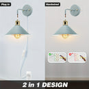 2 piezas de apliques de pared modernos con cable enchufable de encendido/apagado - Lámpara E26 Edison, acabado metálico esmerilado para decoración de dormitorio y baño (bombilla no incluida), luces de tocador, cuerpo pintado