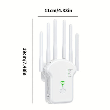 Modelo estadounidense - Repeater inalámbrico de doble banda de 1200 Mbps, amplificador de señal de extensor de rango de WiFi con puerto Ethernet, compatible con modo AP/Repeater para uso en hogar, oficina y negocios.