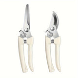 Tijeras de podar multifuncionales de acero inoxidable, tijeras de jardinería, tijeras específicas para jardín, cortadores de ramas de flores, tijeras de hoja curva y recta, para recortar plantas en macetas, 2 piezas