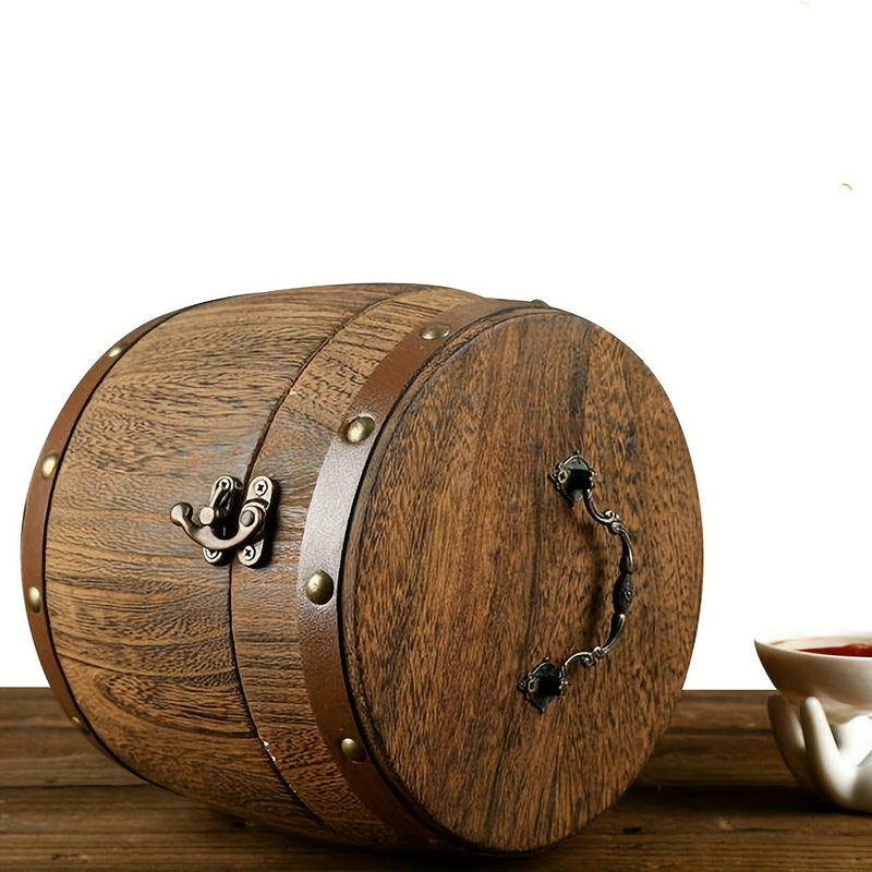Caja de Almacenamiento de Té de Madera Vintage - Apto para Alimentos, Perfecta para Granos de Café y Organización de Cocina