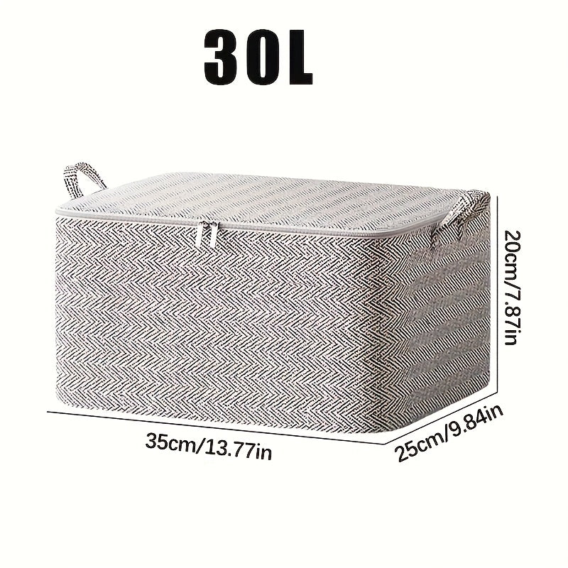 Grandes Bolsas de Almacenamiento Plegables con Tapa y Asas - Estampado Espiga, Varios Tamaños (30L/110L/150L/220L) para Ropa, Ropa de Cama, Cojines y Juguetes - Organizador Subcama para Armario o Clóset, Accesorio de Decoración Neutro, Cierre Seguro con