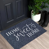 Tapete de bienvenida Hogar Dulce Hogar – Tapete azul acogedor con letras blancas, poliéster lavable a máquina, ideal para entrada, cocina, sala o dormitorio, tapete de bienvenida para interiores | Detalle acogedor para el hogar | Tapete lavable a máquina