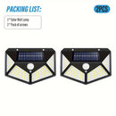 2 piezas de luz solar para pared con sensor de movimiento, 100 LED, portátil para camping, control táctil, iluminación exterior, fácil instalación, sin cables, recargable solar de alta calidad, luces solares para exteriores