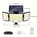 1 unidad/2 unidades de luz solar exterior, luz de seguridad con 348 LEDs y control remoto, foco de pared con sensor de movimiento de 3 cabezales, 270° de ángulo amplio, 3 modos de iluminación, lámpara para jardín, patio, garaje, puerta principal, piscina