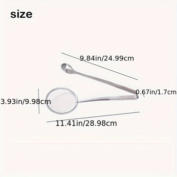 1pc Pinza Filtro de Aceite SHAON en Acero Inoxidable con Malla Fin - Cuchara y Pinza para Freír, Dumplings, Rollos Primavera - Herramienta de Cocina Duradera para Drenaje de Aceite Caliente & Seguridad al Cocinar, Mango Ergonómico, Construcción Robusta,
