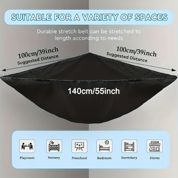 1/2pcs Almohadilla Redonda de Tela Negra para Almacenamiento de Peluches - Organizador de Juguetes No Impermeable para Guardería, Sala de Juegos, Dormitorio de Niños - Soporte Colgante Multifuncional