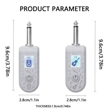 Sistema de Transmisión Inalámbrica para Instrumentos, Aproximadamente 8 Horas de Uso, Conexión Uno a Uno y Dos a Dos, Ideal para Guitarra Eléctrica, Sintetizador, Bajo y Otros Instrumentos Electrónicos, Diseño Elegante del Transmisor, Audio de Alta Calid