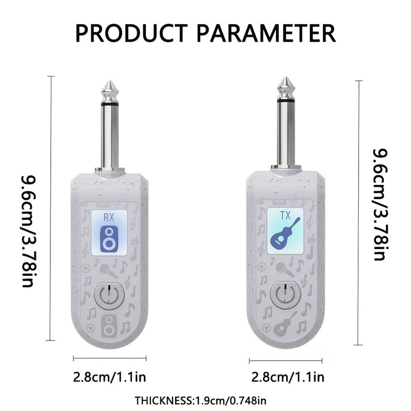 Sistema de Transmisión Inalámbrica para Instrumentos, Aproximadamente 8 Horas de Uso, Conexión Uno a Uno y Dos a Dos, Ideal para Guitarra Eléctrica, Sintetizador, Bajo y Otros Instrumentos Electrónicos, Diseño Elegante del Transmisor, Audio de Alta Calid