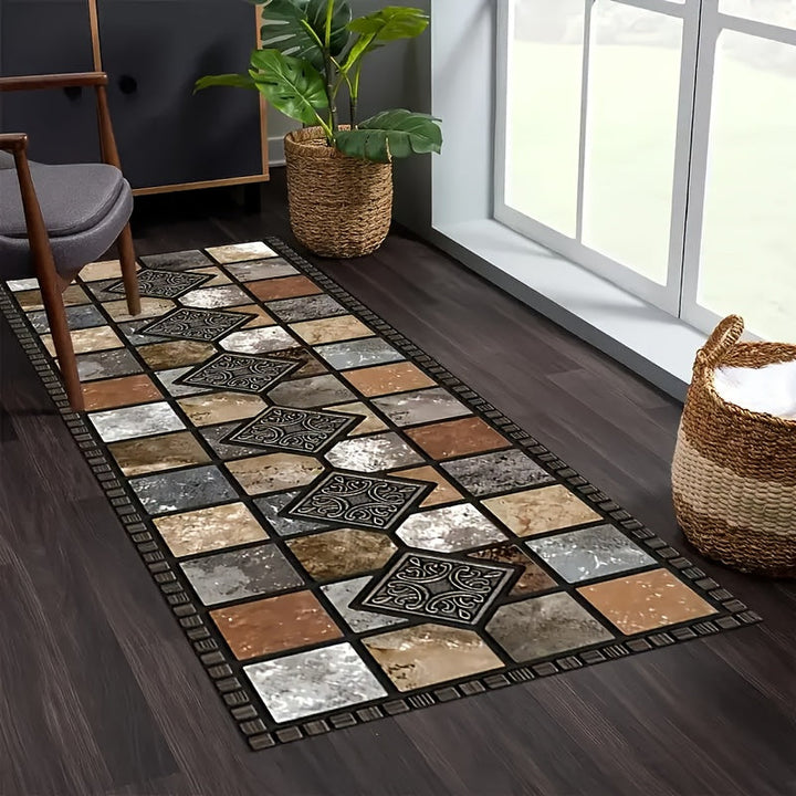 Elegante alfombra de cocina de mármol, alfombra rectangular ligera de poliéster, lavable en máquina, versátil para decoración de cocina, baño, dormitorio y pasillo, alfombra para el suelo de la cocina
