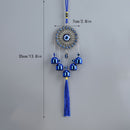 1pc Placa de Flor con Borla y Campana de Ojo Azul para Decoración de Pared de Ventana de Entrada, Campanilla de Viento para Pasillo Exterior, Balcón y Patio