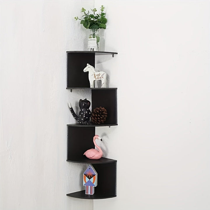 Estantería Flotante de Esquina de 5 Niveles en PVC—Estante de Almacenamiento con Diseño Zigzag de 78.74cm para Sala, Dormitorio y Oficina en Casa, Organizador Montable en Pared Perforado