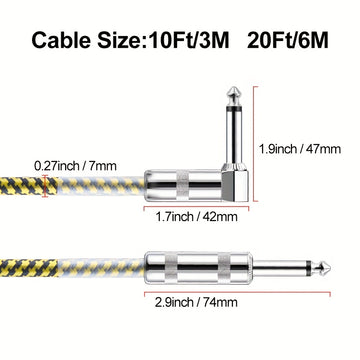 Cable de conexión para instrumentos JUSTPRO de 6.35 mm, para guitarra eléctrica y bajo, forma redonda, macho a macho, alta fidelidad, sin distorsión de sonido, compatible con bocinas e instrumentos, ideal para Pascua, temporada de graduaciones, accesorio