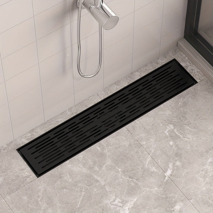 1pc Desagüe de Ducha Rectangular de Hierro Fundido Resistente - Gran Capacidad, Anti-Olor para Baños de Hotel y Hogar, Evita la Acumulación de Agua & Mantiene la Secura, Capturador de Cabello, Acabado Metálico Elegante, Construcción Duradera