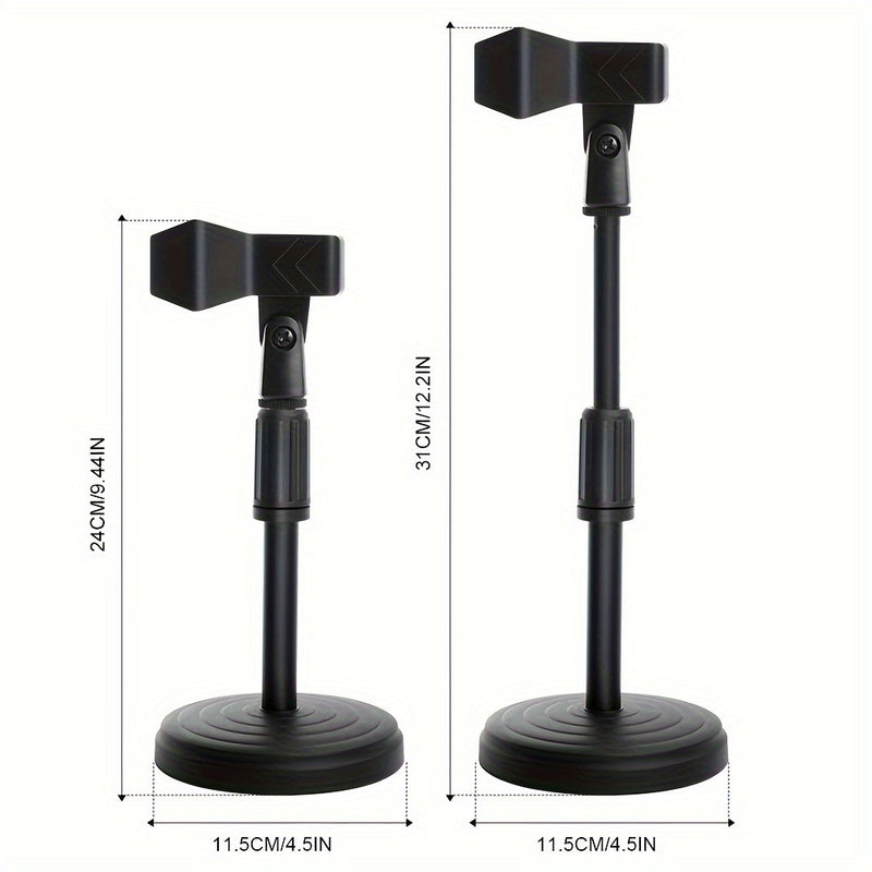 Soporte de Micrófono de Escritorio Ajustable con Clip - Compatible con Micrófonos de Hasta 4.32cm, Conector XLR, ABS Negro