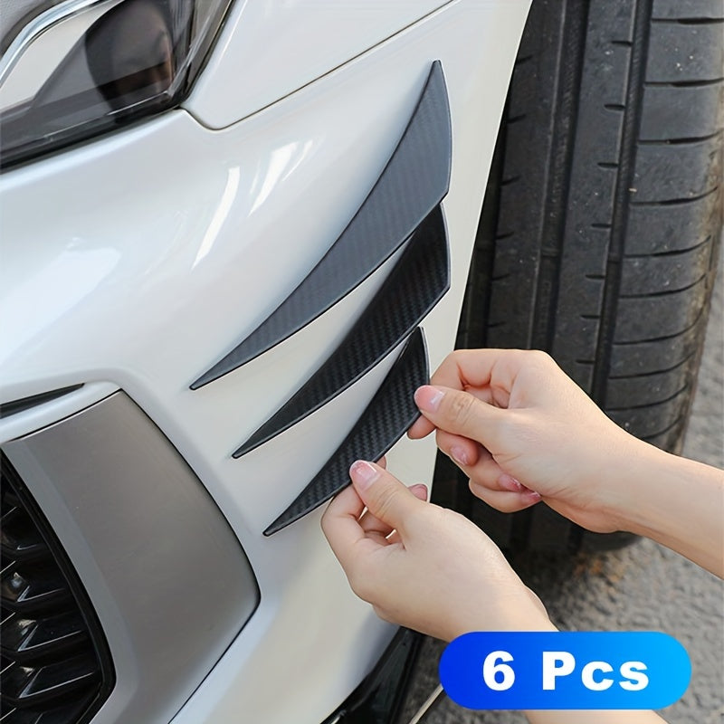 Kit de 6 piezas de alerón con diseño de fibra de carbono, protección para parachoques y decoración de goma para autos