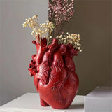 1 pieza, jarrón de resina única en forma de corazón con rosas rojas - Estilo de arte nórdico moderno, jarrón decorativo, adecuado para el hogar, bodas o decoración de mesa.